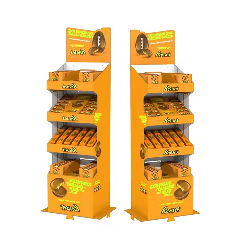 Custom Cardboard POP Floor Display Stand for Snack Advertising in Supermarkets with Pallet Style Design